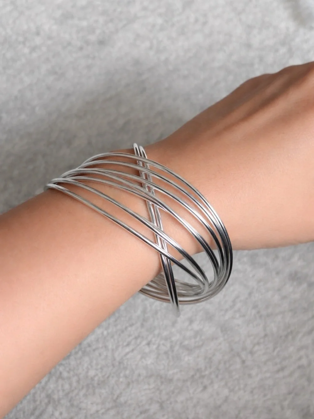 Sterling Silver Multi-Band Women’s Bangle Bracelet set of 10 - Picture 2 of 9